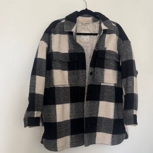 Plaid Women's Jacket - Black and Cream